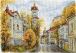 "Московские улочки.Улица  Рождественка"-1758 канва с рисунком