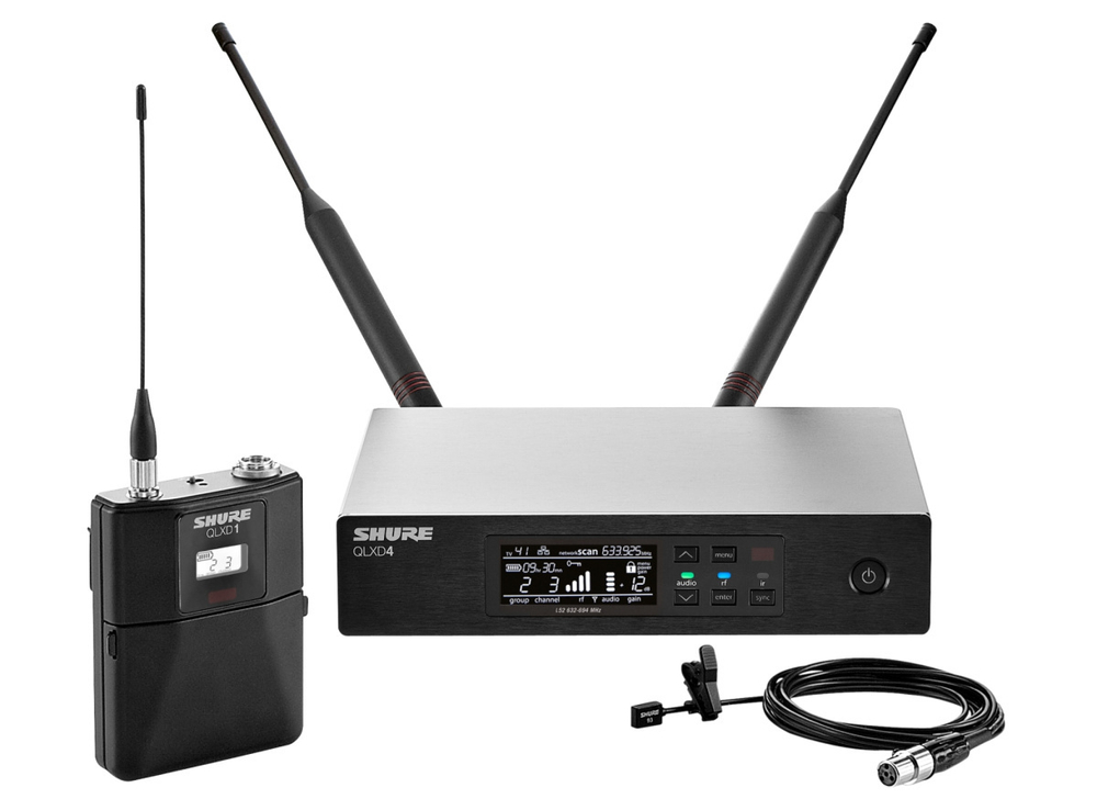 SHURE QLXD14E/93 G51 радиосистема с поясным передатчиком и петличным микрофоном WL93 (круговая направленность)