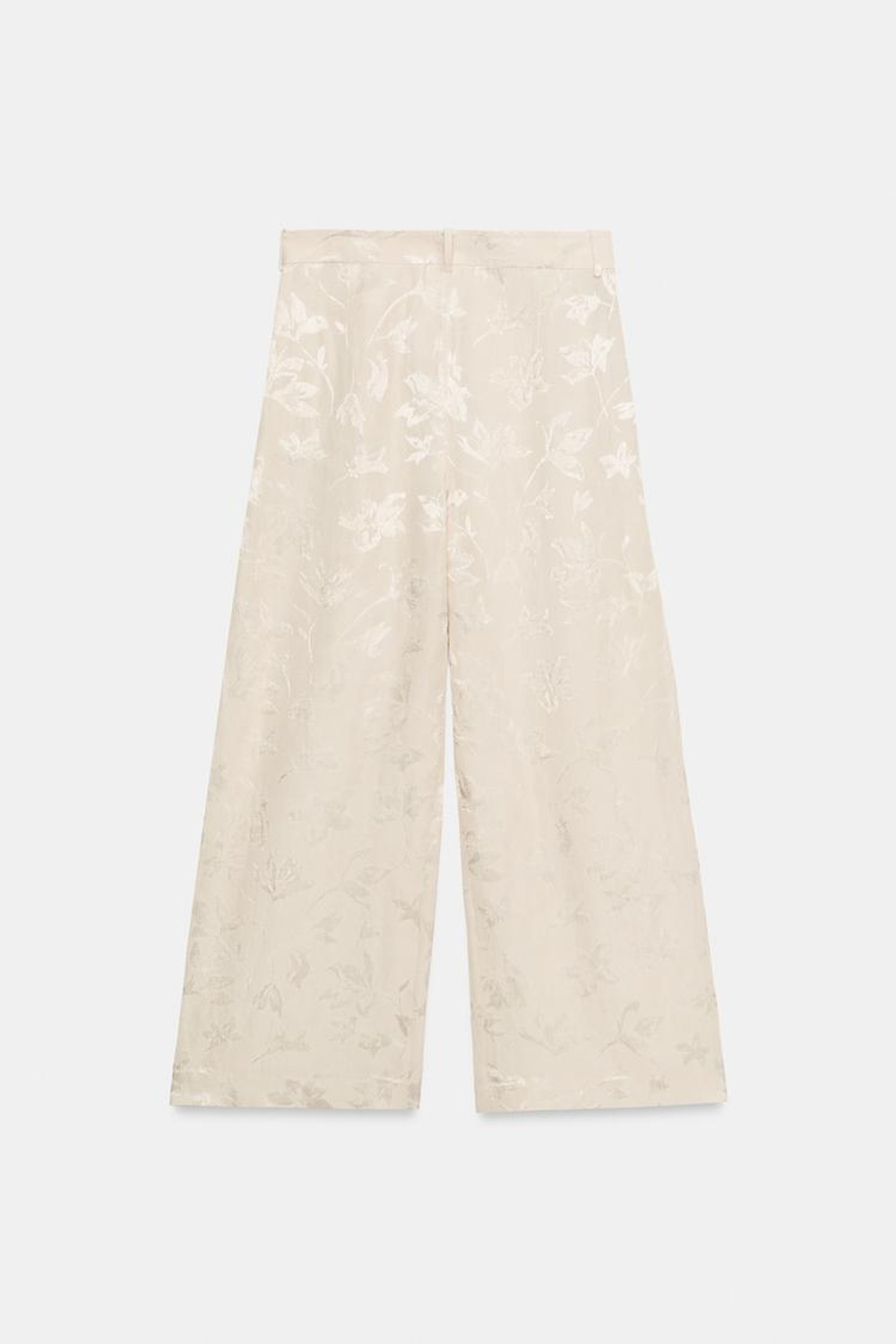 ZARA ЖАККАРДОВЫЕ БРЮКИ ИЗ СМЕСОВОГО ЛЬНА — ZW COLLECTION, ЭКРЮ