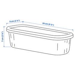 IKEA RYKTA  (ИКЕА РИКТА)  -  Контейнер с крышкой - прозрачный серо-голубой 9x24x7 см/0.5 л