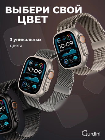 Ремешок Gurdini Titanium Milanese Loop Apple Watch 38/40/41/42 mm Black