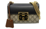 GUCCI Padlock Canvas With Leather Crossbody Bags Small Women"s Ebony & Black