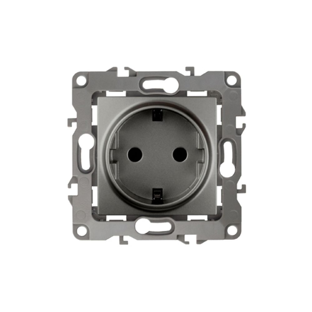 Розетка ЭРА Серия 12 12-2001-12 2P+E Schuko16A-250В IP20 без м.лапок графит | Эра 12