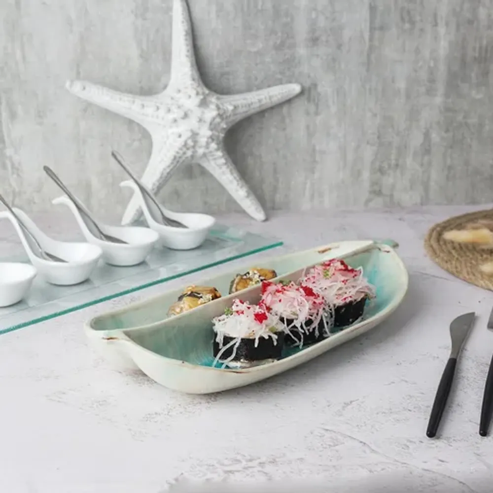 Блюдо овальное 32,8*15 см h4,5 см менажница 2 секции Sea Blue Frutti di Mare P.L. [1]