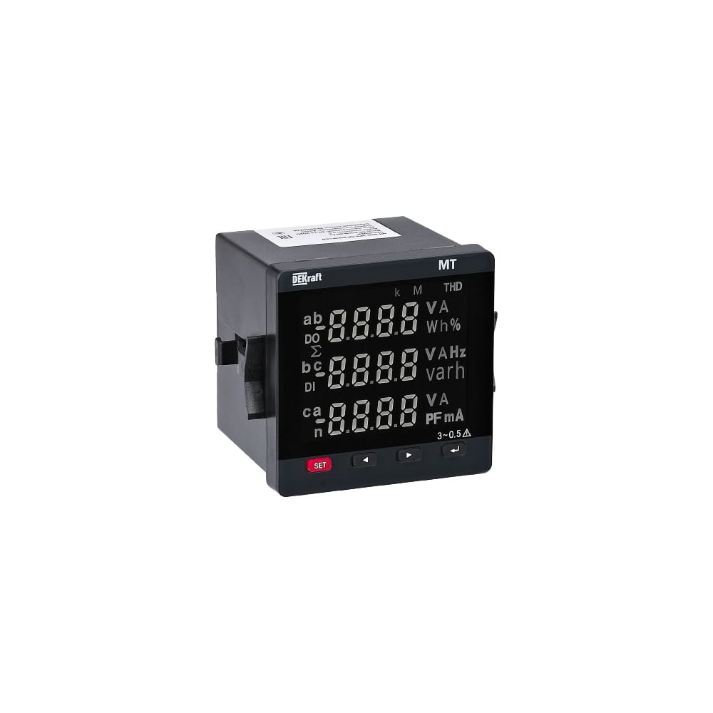 Цифровой мультитметр DEKraft 72x72мм трехфазный, вход 100В 5А, LED-дисплей МТ-72D 51402DEK