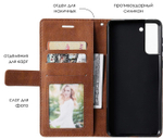 Дизайнерский чехол-книжка из кожи для SAMSUNG GALAXY S21 5G с отделом для наличных, 3 слотами для карт и подставкой