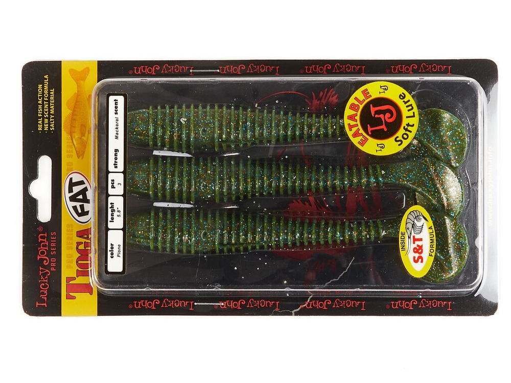 Виброхвосты съедобные LJ Pro Series TIOGA FAT 5.8in (14,7 см), цв. F08, 3 шт.