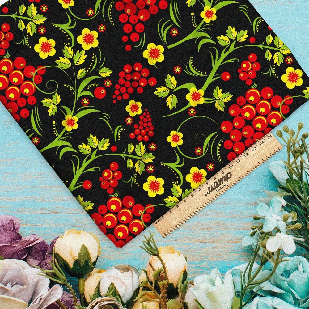 Ткань мембрана русская роспись хохлома
