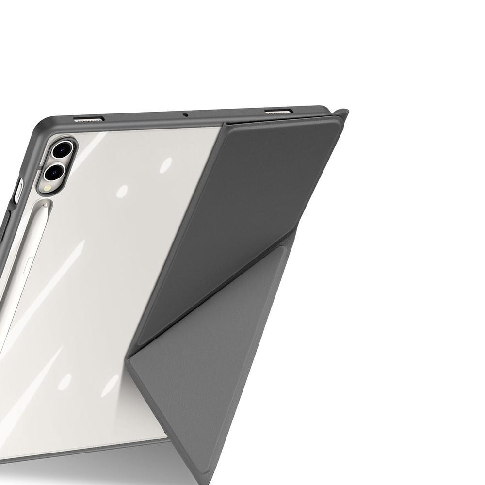 Чехол книжка серого цвета от Dux Ducis для Samsung Tab S10+, S9+, S9 FE+, серия Magi Series Case, с держателем Pencil и функцией автоматического перехода в спящий режим