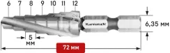 Ступенчатое сверло Ø 6-12 мм, HSS-XE, Karnasch, арт. 21.3043