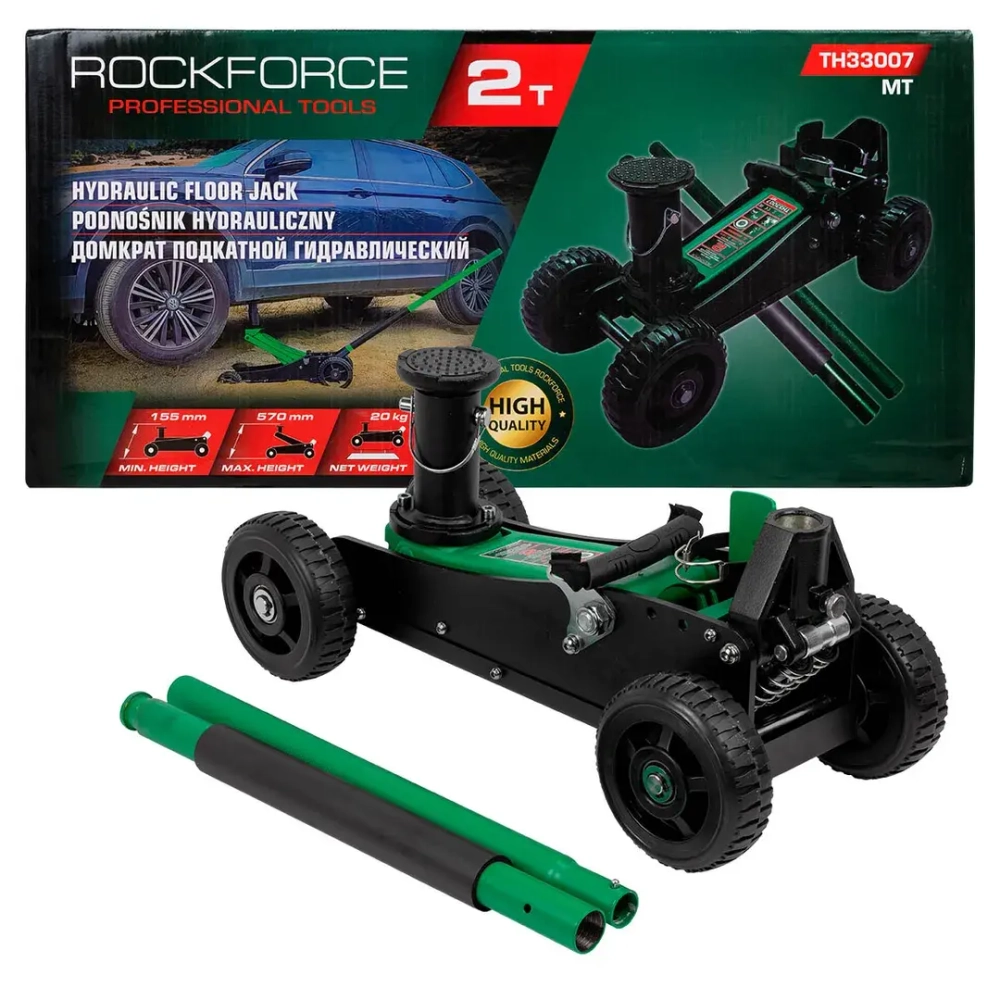 Домкрат подкатной гидравлический 2т (h min 155мм, h max 575мм) RockForce RF-TH33007 MT