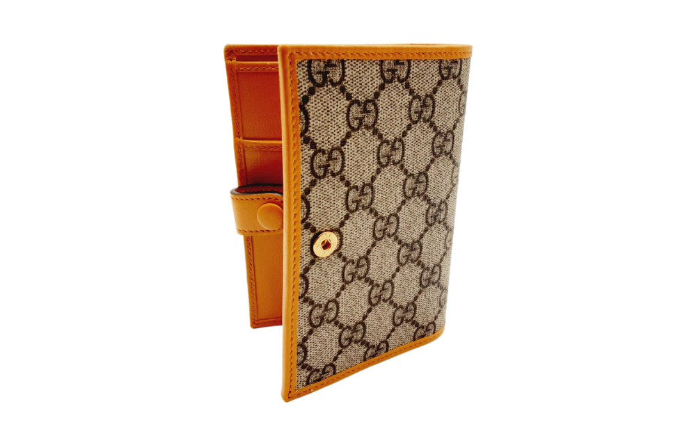GUCCI Canvas With Leather Trim Canvas Bag Passport Holder Men"s Orange