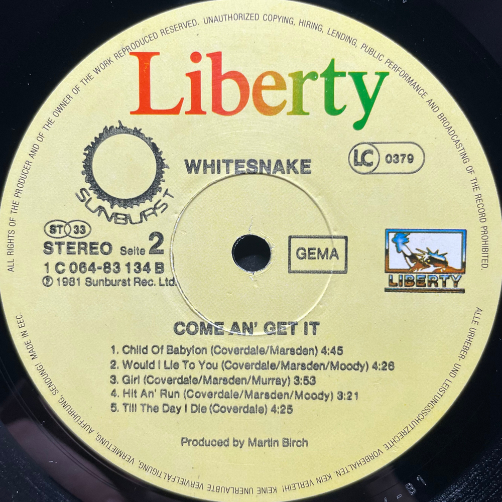 Whitesnake - Come An' Get It (Германия 1981г.)
