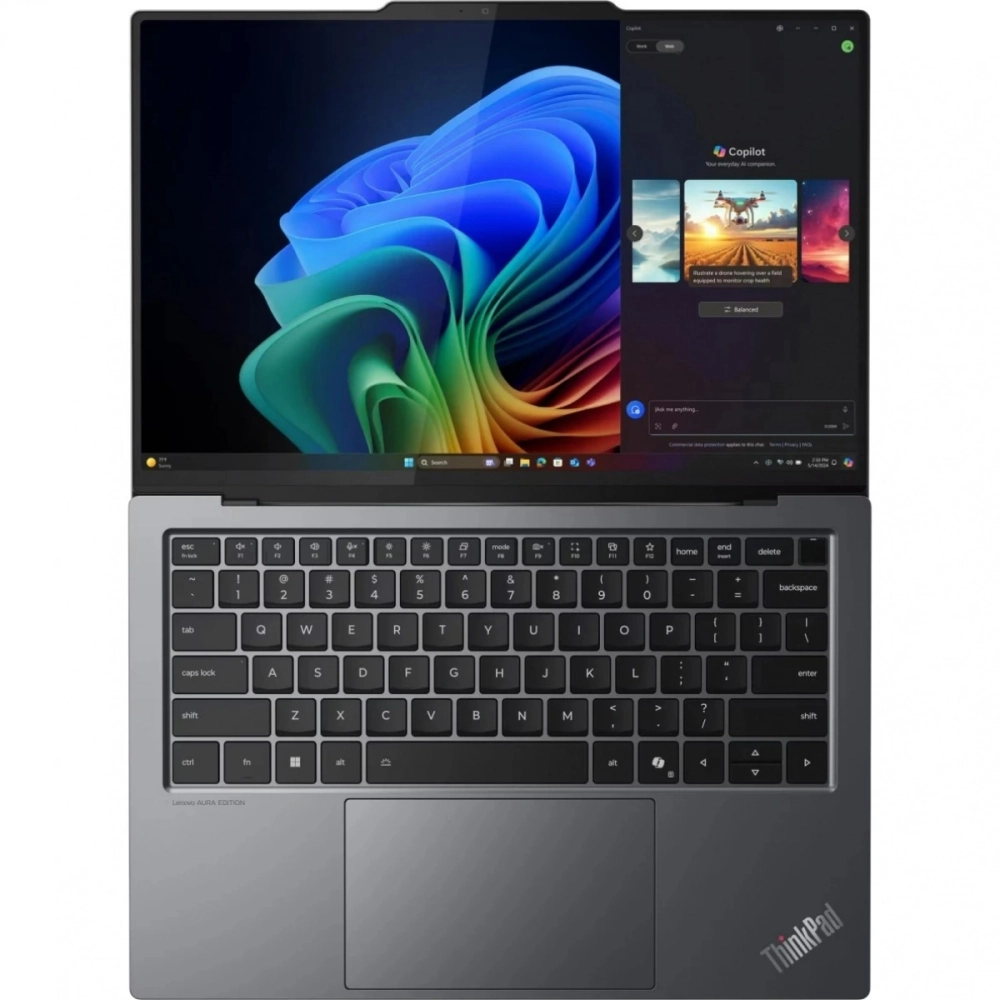 Ноутбук/ Lenovo ThinkPad X9-14 G1 Aura Edition, 14"(2880X1800)OLED 500nit 120Hz Touch, Copilot+ PC , Intel U7 258V, 32GB, 1TB SSD, Intel Arc 140V, Cam 8MP RGB+IR, Intel Wi-Fi® 7 BE201+BT, 55Wh, FPR, BKLT KB ENG, Win 11 Pro, 1Y