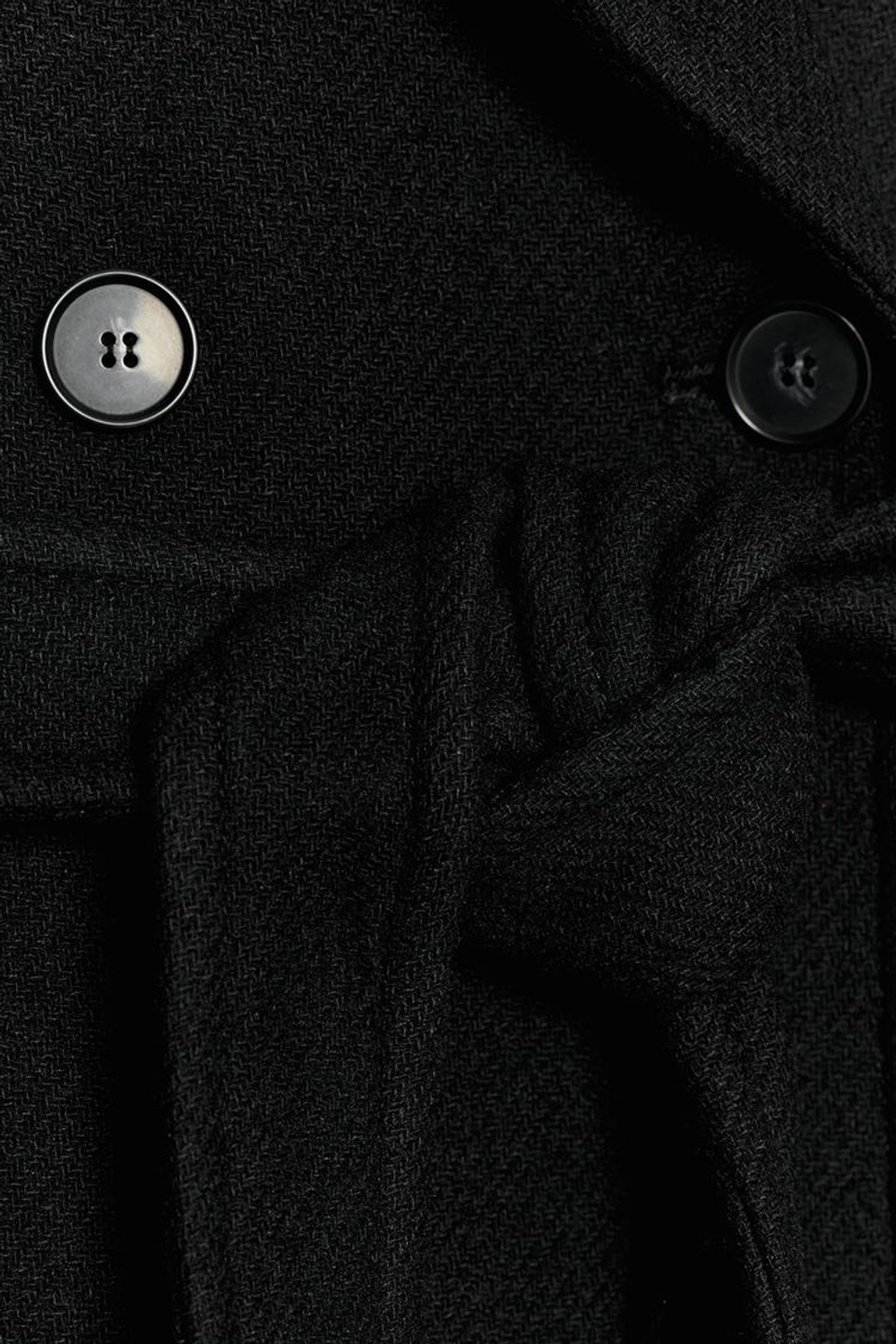 ZARA ДЛИННОЕ ШЕРСТЯНОЕ ПАЛЬТО С ПОЯСОМ, ЧЕРНЫЙ