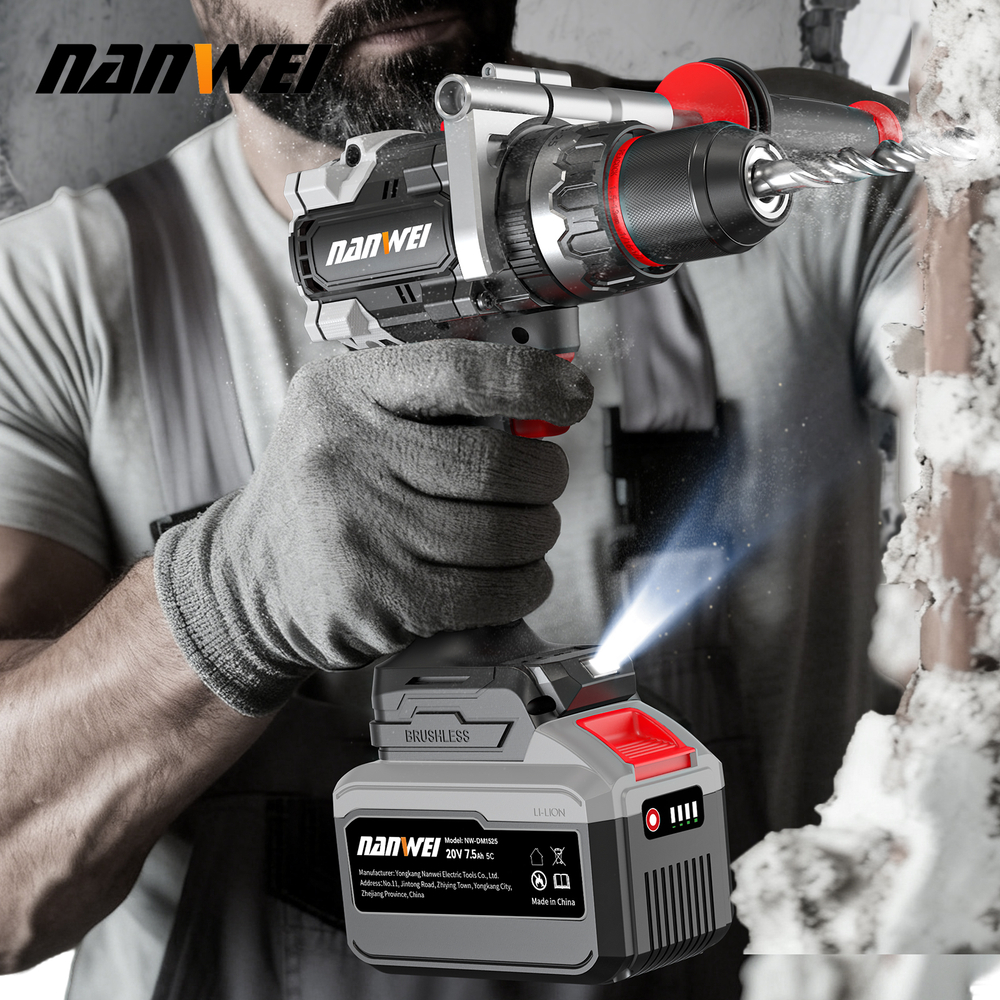 Шуруповерт аккумуляторный NANWEI NW-D5218C-0, 20 В, 180 Нм