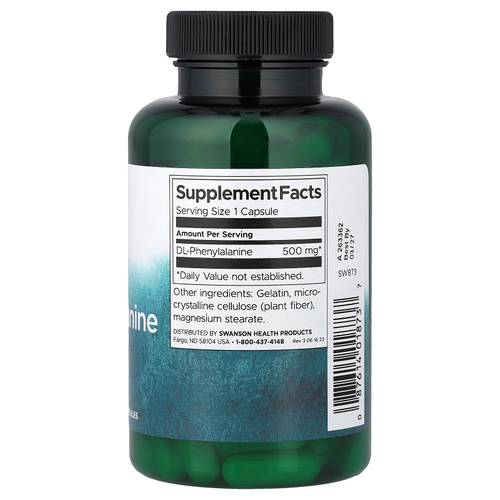 Swanson Vitamins, DL-фенилаланин, 500 мг, 100 капсул