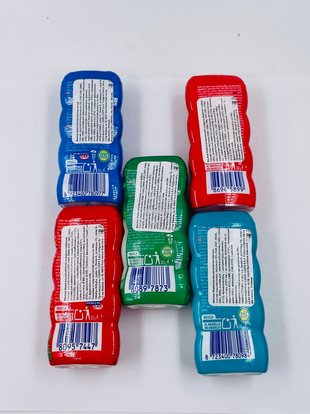 Жевательная резинка Mentos ассорти 5 вкусов, без сахара, набор из 5 шт. по 30 г