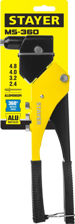 STAYER MS-360, 0 - 360°, 2.4 - 4.8 мм, 280 мм, поворотный заклёпочник (3110)