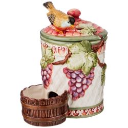 БАНКА ДЛЯ СОЛИ LEFARD "ПТИЦА И ВИНОГРАД" 11*16*18 СМ (КОР=12ШТ.)
