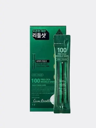 VT Cosmetics Pro Cica Reedle Shot 100 Stick Pouch, Интенсивный бустер с микроиглами для чувствительной кожи, 2ml*10ea