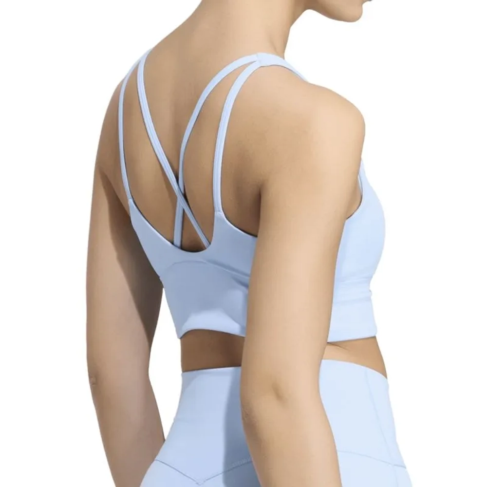 Теннисный бюстгальтер Adidas 3 Stripes Studio All Me Light Support - glow blue
