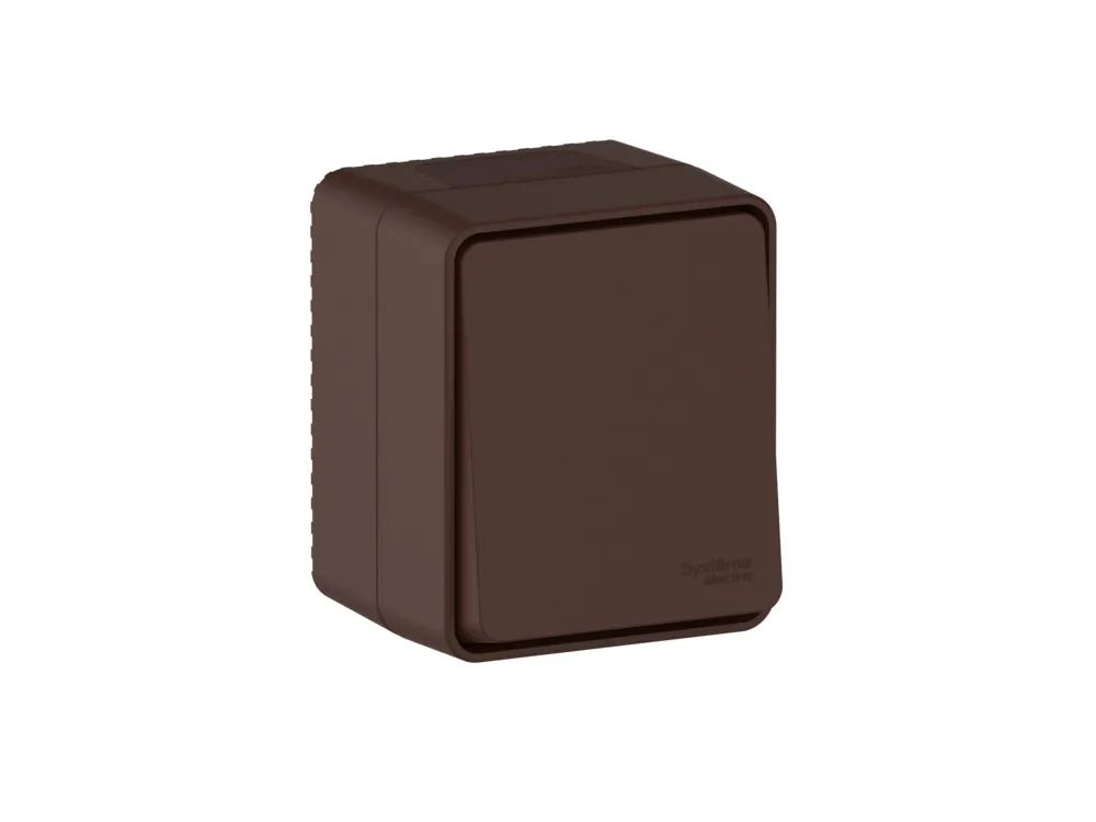 ATLASDESIGN PROFI IP54 О/У 1-клавишный ВЫКЛЮЧАТЕЛЬ КНОПОЧНЫЙ, сх.1, 10А, КОРИЧНЕВЫЙ