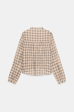 ZARA БЛУЗА В КЛЕТКУ С КРУЖЕВОМ, РАЗНОЦВЕТНЫЙ