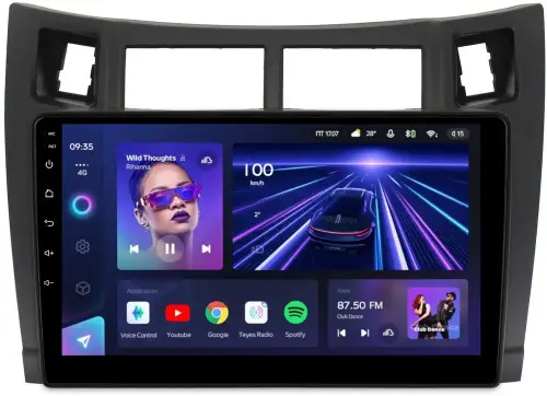Магнитола для Toyota Vitz 2, Yaris 2 2005-2011 (рамка черная) - Teyes CC3L на Android 10, CarPlay, 4G SIM-слот