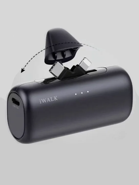 Внешний аккумулятор iWalk, с сдвоенным разъемом USB-C/Lightning,  5000 mAh 20W, черный