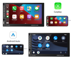 Автомагнитола сенсорная 7" 2DIN (Carplay, Android Auto, Bluetooth, USB, AUX, Mirror Link)