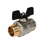 Кран шаровой полнопроходной STOUT - 3/4" (НР/ВР, PN40, Tmax 150°C, ручка-бабочка черная)