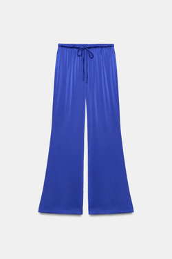 ZARA АТЛАСНЫЕ БРЮКИ НА ШНУРКЕ, СИНИЙ ЭЛЕКТРИК