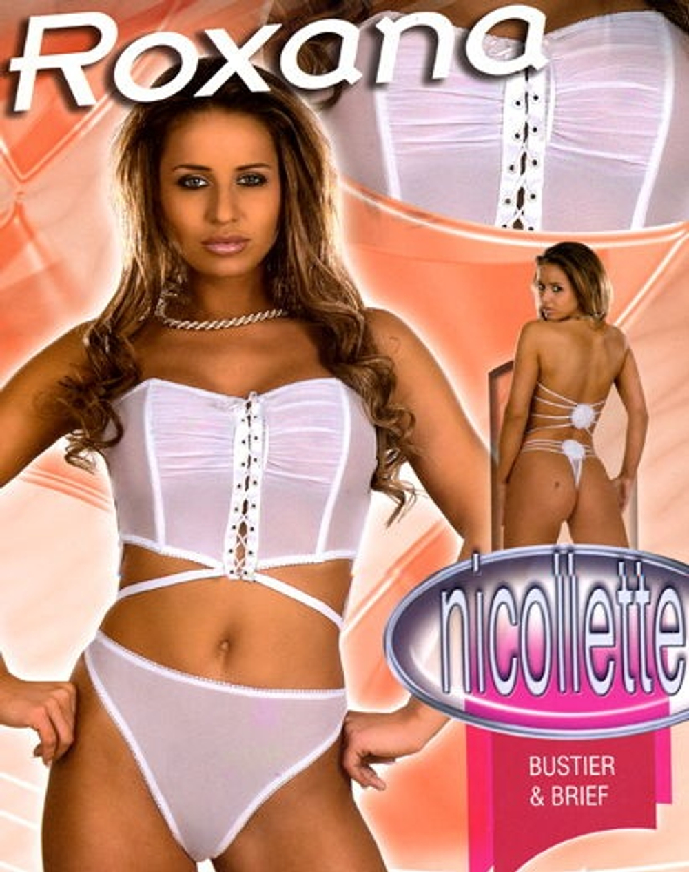 Комплект Nicollette: топ на шнуровке и трусики-стринг (Размер: L) (Цвет: белый)
