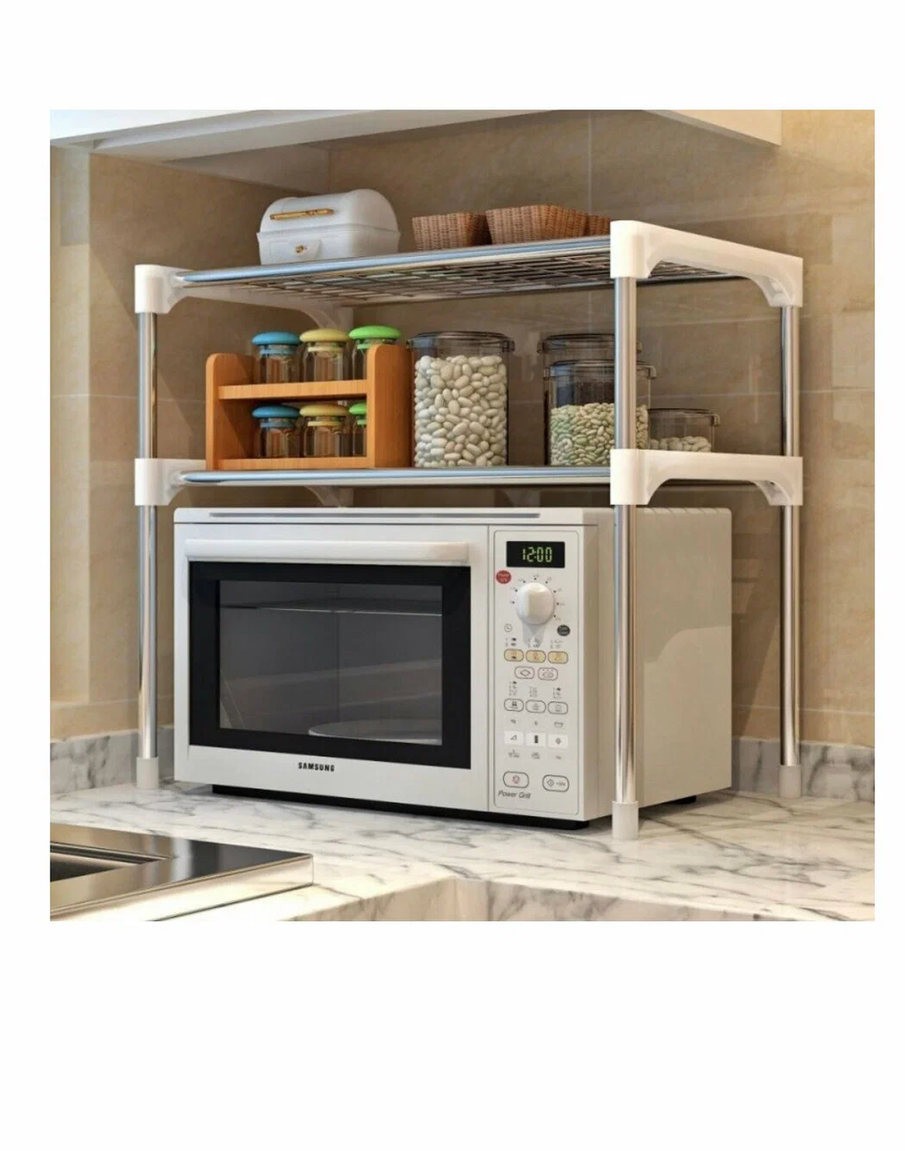 Полка кухонная для микроволновой печи LettBrin, 57 см х 30 см х 48 см Rack