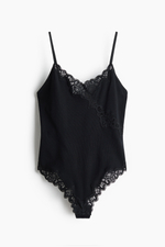 Хлопковое боди с кружевом - H&M