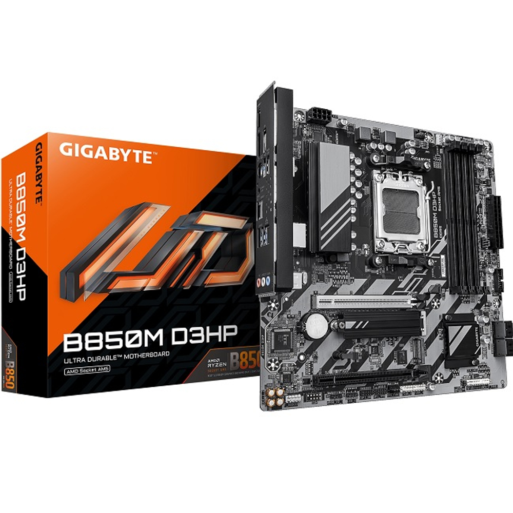 Материнская плата GIGABYTE B850M D3HP 1.2 (AM5/AMD B850/4xDDR5/2xPCI-Ex16/2xM.2/SB7.1/GLAN/HDMI/2xDisplayPort/mATX)