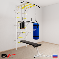 Шведская стенка Sv Sport усиленная 6633 (Турник рукоход/Брусья/Стойка/Скамья/Трапеция/Цепь/Мешок 30кг)