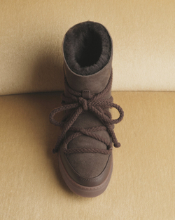 Высокие комбинированные кеды INUIKII Sneaker Classic Dark Brown на меху