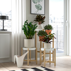 IKEA SATSUMAS  (ИКЕА САТСУМАС)  -  Подставка для цветочного горшка - бамбук/белый 36 см