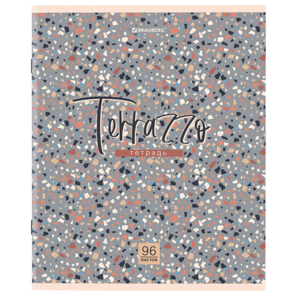 Тетрадь А5 96 л. BRAUBERG скоба, клетка, обложка картон, "Terrazzo", 404437, 5шт