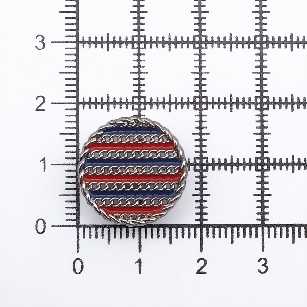 Пуговицы металл на ножке 28L=18 мм, твидовая, (Blue/Red (синий/красный/серебро)), ME-651, 36 шт