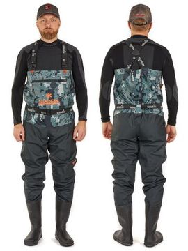 Полукомбинезон заброд. Norfin PILOT CAMO BOOTFOOT р.46-XXL с сапогами резина