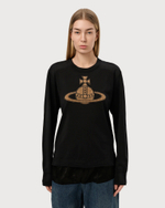 VIVIENNE WESTWOOD RED LABEL ЛОНГСЛИВ ЧЕРНЫЙ С АППЛИКАЦИЕЙ ВИДЕ ЛОГОТИПА БРЕНДА