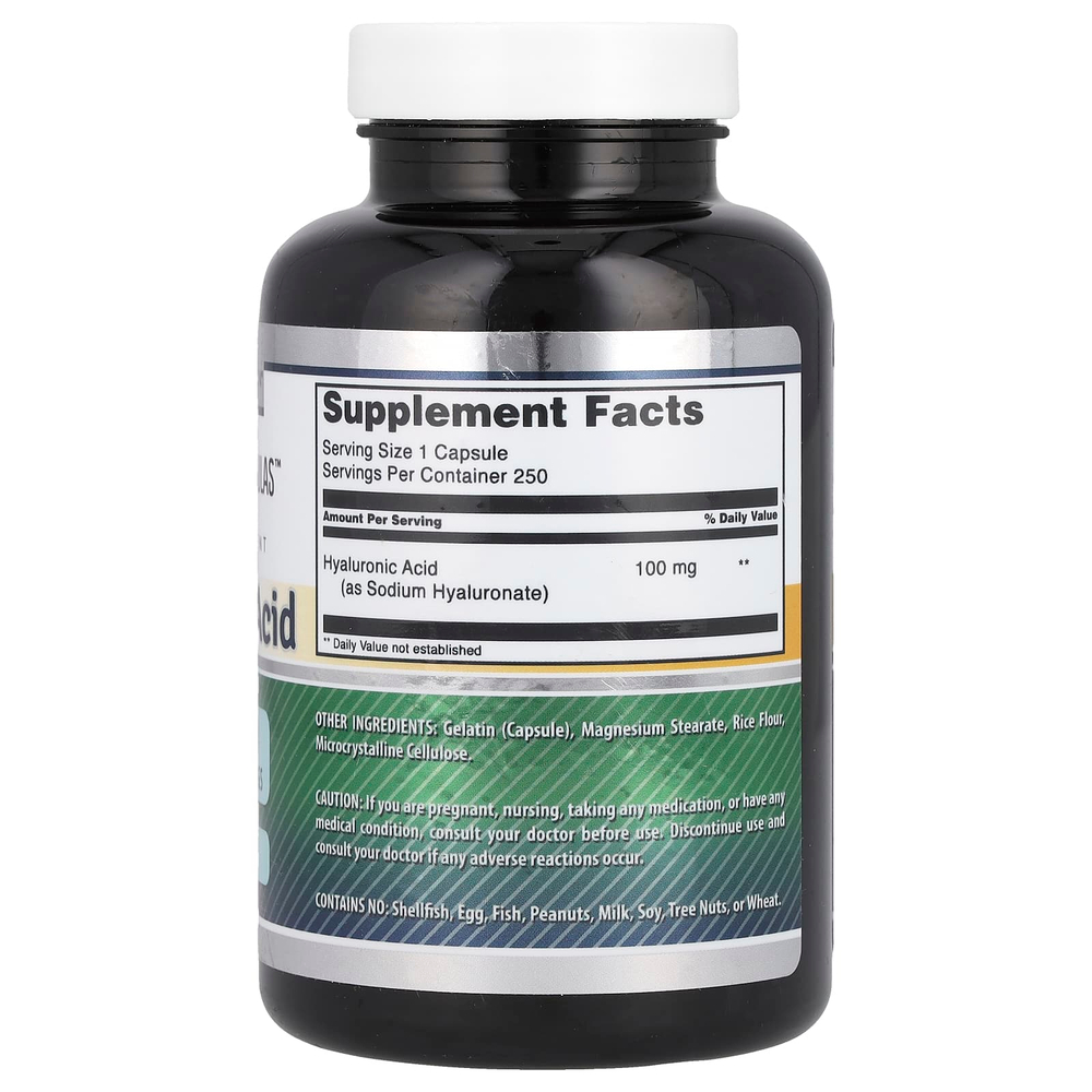Amazing Nutrition, Гиалуроновая кислота, 100 мг, 250 капсул