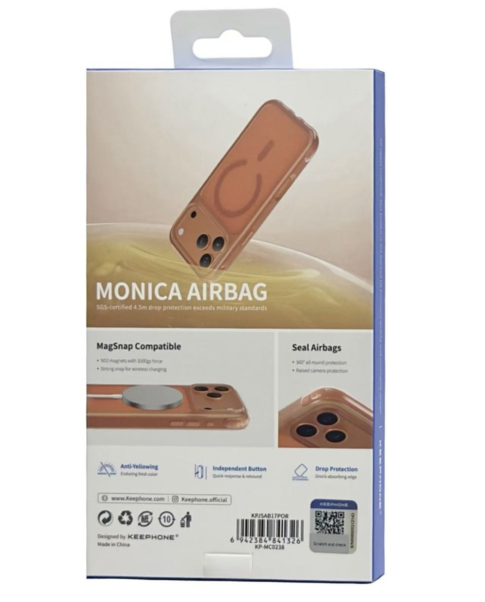 Накладка для i-Phone 17 Pro Keephone Monica Airbag оранжево-прозрачный