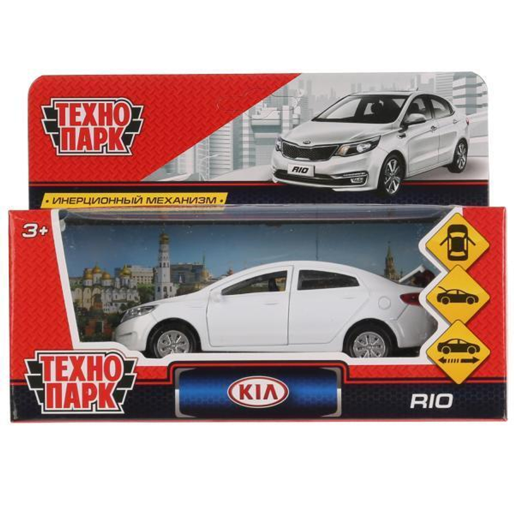 Модель ин. мет. "Kia Rio" 12см, открыв. двери, белый в коробка RIO-WT (Технопарк)