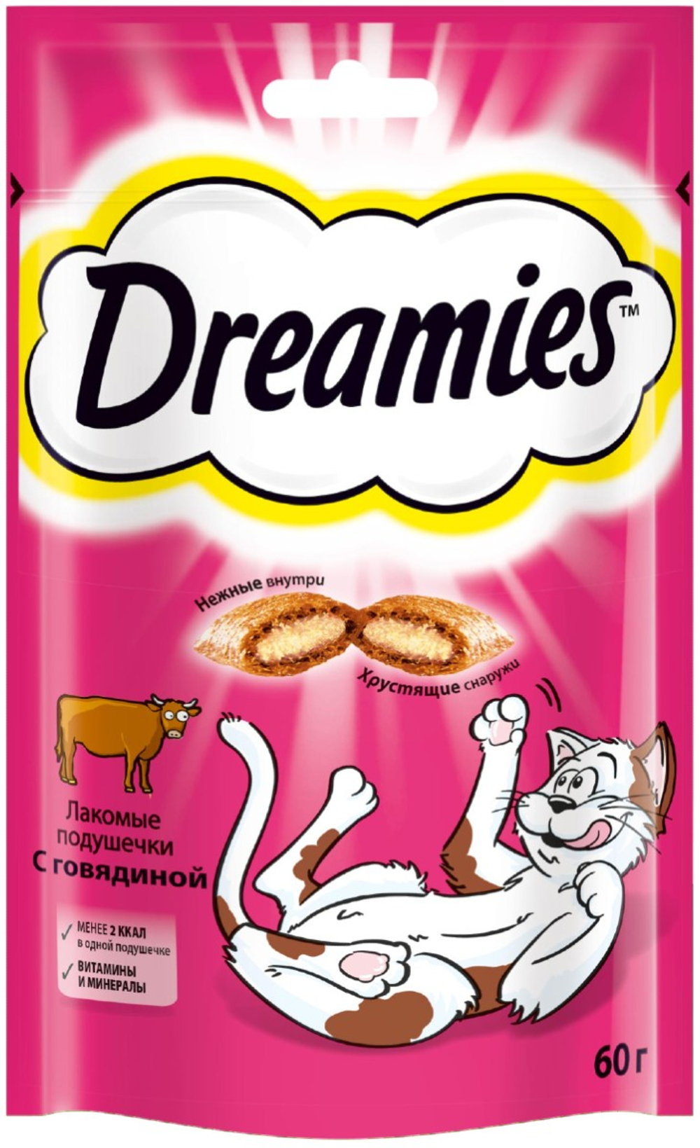 Подушечки Dreamies с говядиной для кошек 140 г