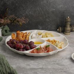 Менажница d 39,5 см h4,5 см 6 отделений белая фарфор NEW P.L. Proff Cuisine [1]