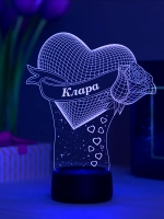 Ночник "Сердце с именем Клара" - любимой девушке